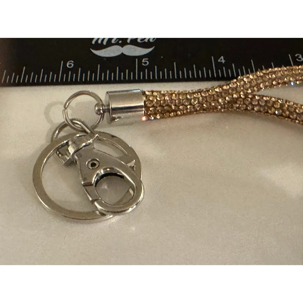 Gold Rhinestone Wristlet Keychain Bling Key Ring‎ Holder Lanyard Strap